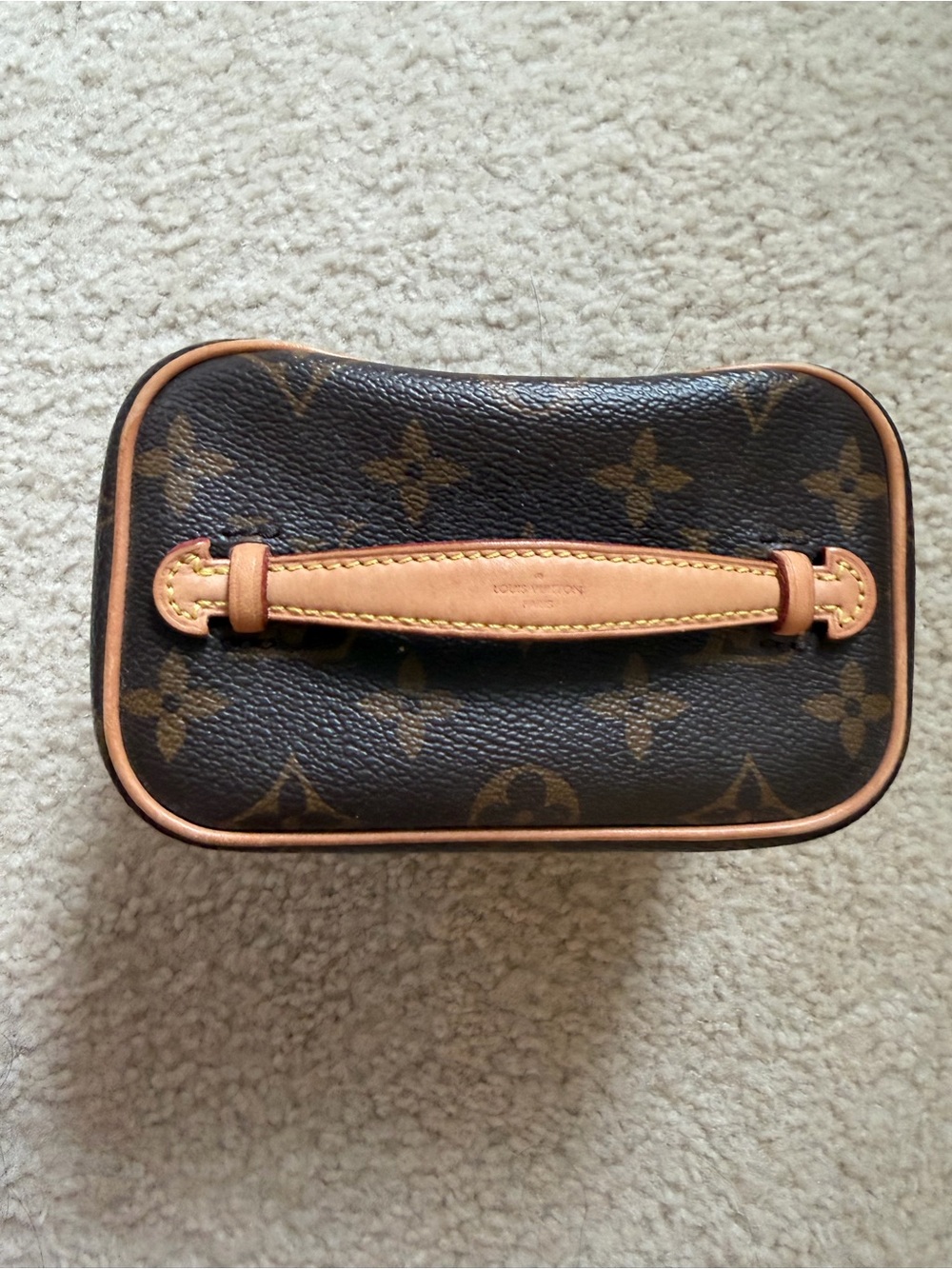Louis Vuitton Monogram Handheld Pouch in Brown and Tan NANO